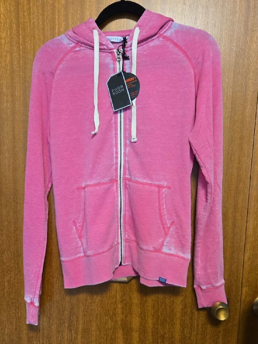 NWT Vintage Y2K Powder Room Pink Mineral Wash Full-Zip Hoodie - Size M - Picture 2 of 6
